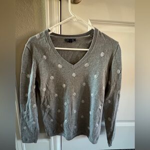 Polka dot sparkly v neck sweater